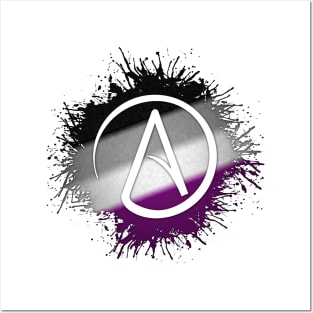 Paint Splatter Asexual Pride Atheist Symbol Posters and Art